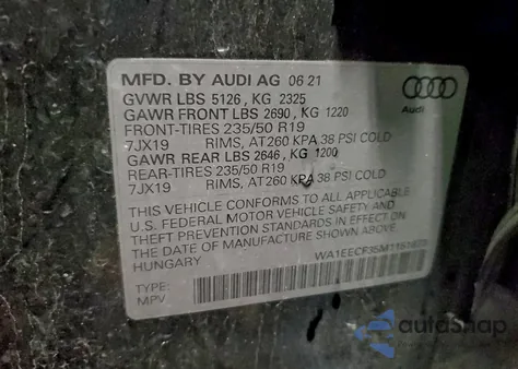 2021 Audi Q3 Premium Plus S Line 45 z USA, uszkodzony, nr VIN WA1EECF35M1151873